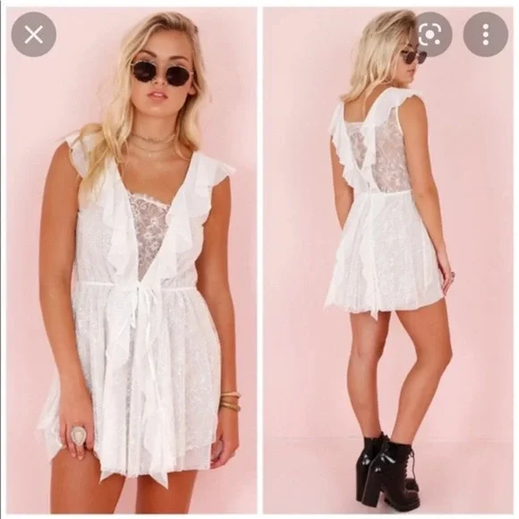 For Love And Lemons Stardust Mini Dress - White Floral Lace - Picture 14 of 14